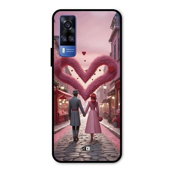 Valetines Couple Walking Metal Back Case for Vivo Y31