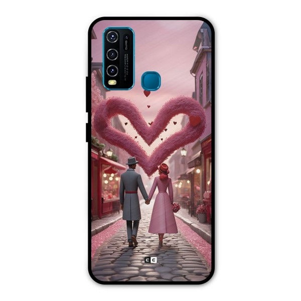 Valetines Couple Walking Metal Back Case for Vivo Y50