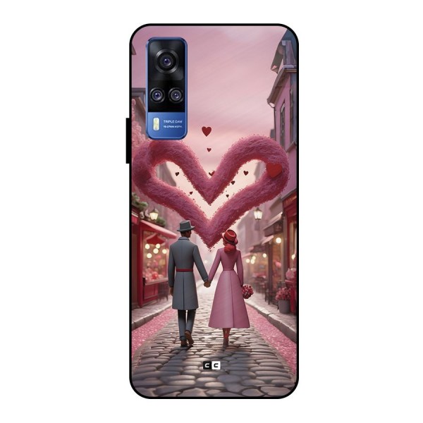 Valetines Couple Walking Metal Back Case for Vivo Y51