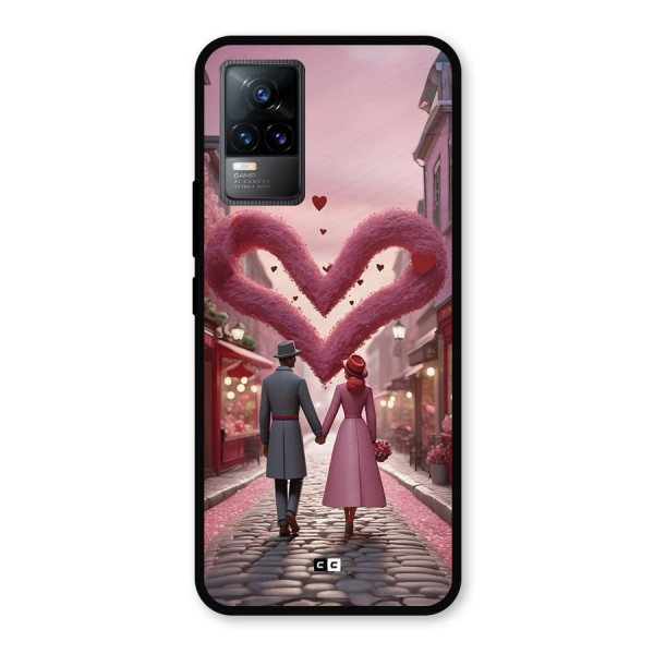 Valetines Couple Walking Metal Back Case for Vivo Y73