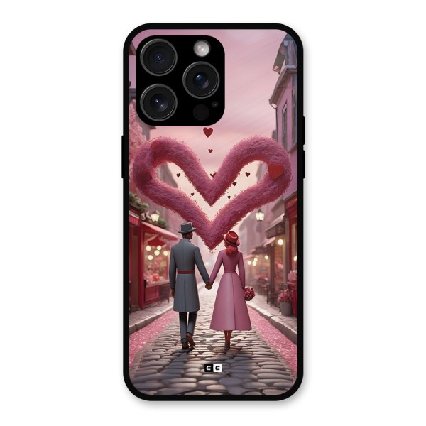 Valetines Couple Walking Metal Back Case for iPhone 15 Pro Max