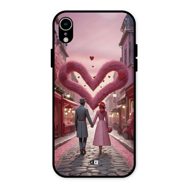 Valetines Couple Walking Metal Back Case for iPhone XR