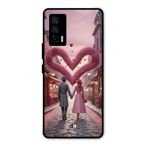 Valetines Couple Walking Metal Back Case for iQOO 7 5G