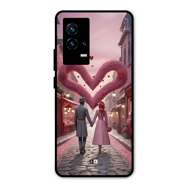 Valetines Couple Walking Metal Back Case for iQOO 9 5G