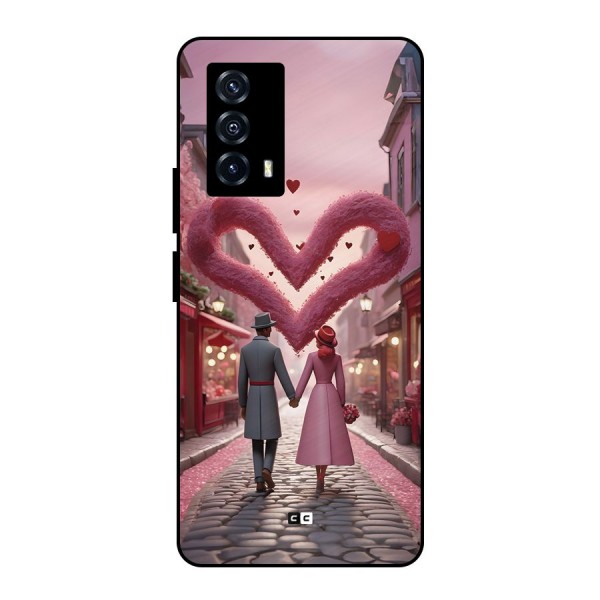 Valetines Couple Walking Metal Back Case for iQOO Z5