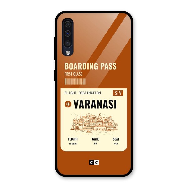 Varanasi Boarding Pass Glass Back Case for Galaxy A50s