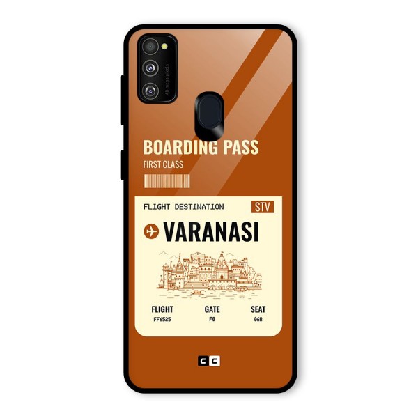 Varanasi Boarding Pass Glass Back Case for Galaxy M21