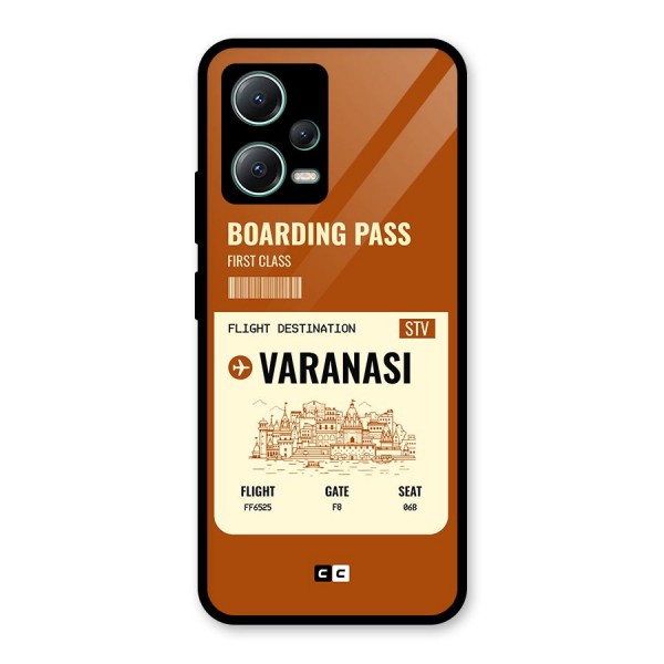 Varanasi Boarding Pass Glass Back Case for Poco X5