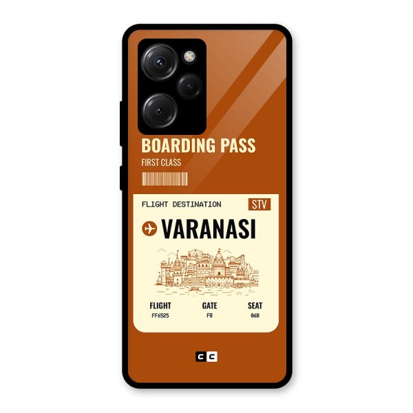 Varanasi Boarding Pass Glass Back Case for Poco X5 Pro