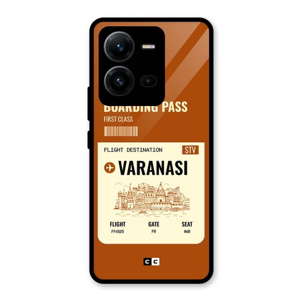 Varanasi Boarding Pass Glass Back Case for Vivo V25