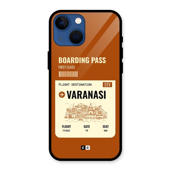 Varanasi Boarding Pass Glass Back Case for iPhone 13 Mini