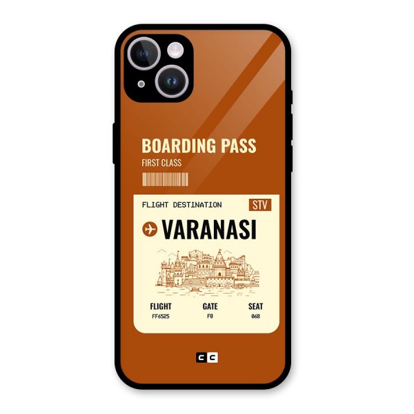 Varanasi Boarding Pass Glass Back Case for iPhone 14 Plus