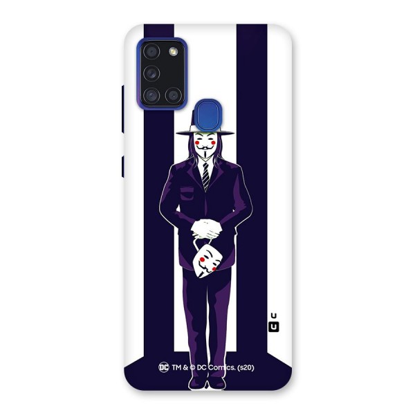 Vendetta Gentleman Holding Mask Illustration Back Case for Galaxy A21s