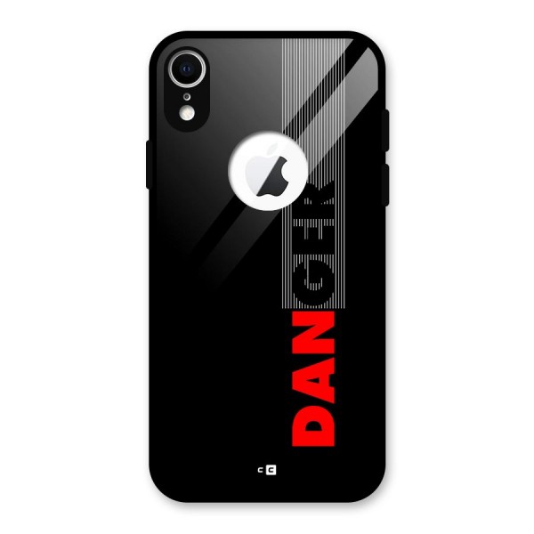 Vertical Danger Glass Back Case for iPhone XR Logo Cut