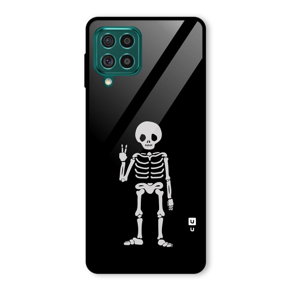 Victory Skeleton Spooky Glass Back Case for Galaxy F62