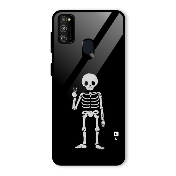 Victory Skeleton Spooky Glass Back Case for Galaxy M21