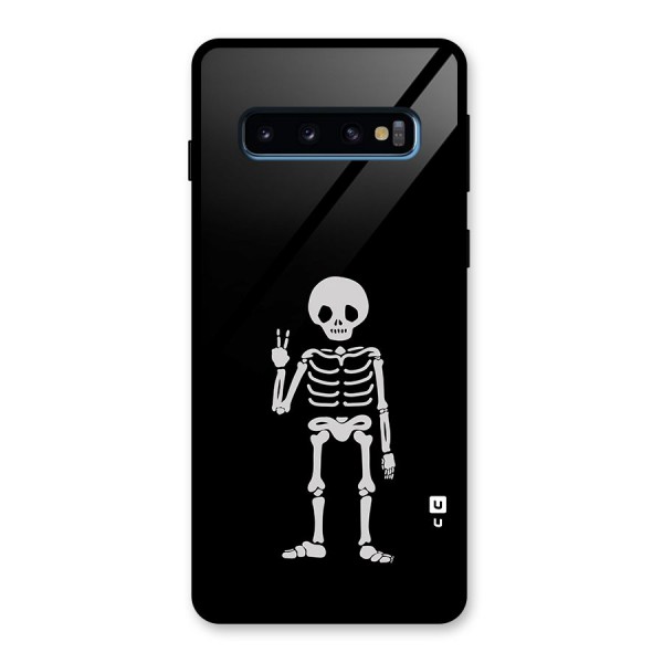 Victory Skeleton Spooky Glass Back Case for Galaxy S10