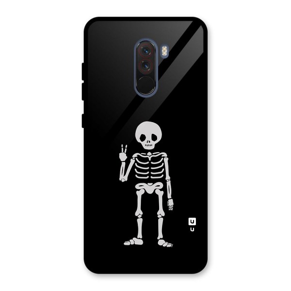 Victory Skeleton Spooky Glass Back Case for Poco F1