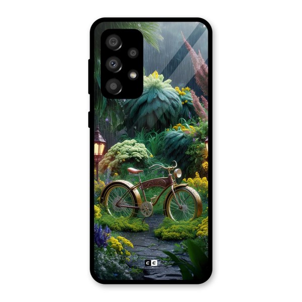 Vintage Cycle In Garden Glass Back Case for Galaxy A32