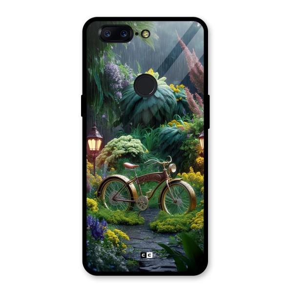 Vintage Cycle In Garden Glass Back Case for OnePlus 5T