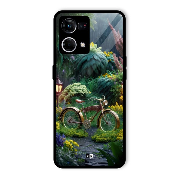 Vintage Cycle In Garden Glass Back Case for Oppo F21 Pro 4G
