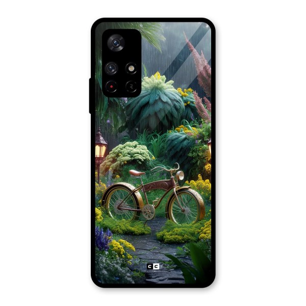Vintage Cycle In Garden Glass Back Case for Redmi Note 11T 5G