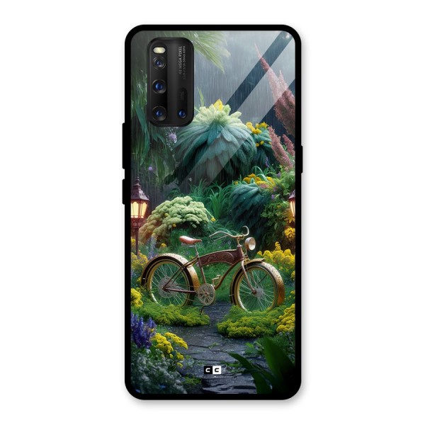Vintage Cycle In Garden Glass Back Case for Vivo iQOO 3
