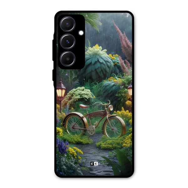 Vintage Cycle In Garden Metal Back Case for Galaxy A55