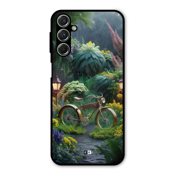 Vintage Cycle In Garden Metal Back Case for Galaxy F34