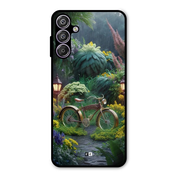 Vintage Cycle In Garden Metal Back Case for Galaxy M15