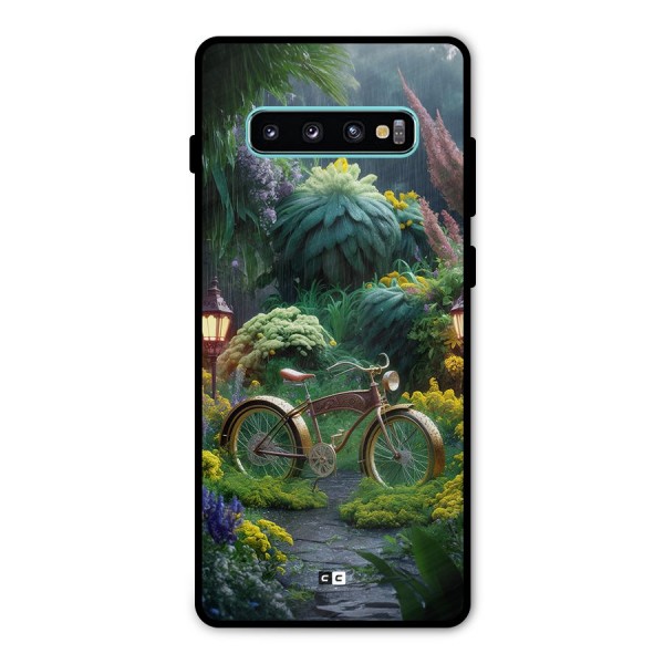 Vintage Cycle In Garden Metal Back Case for Galaxy S10 Plus