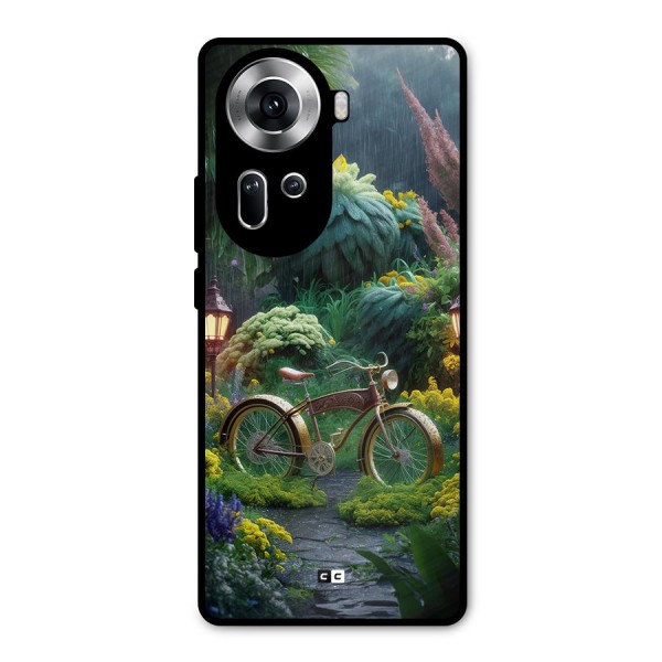 Vintage Cycle In Garden Metal Back Case for Oppo Reno11 5G