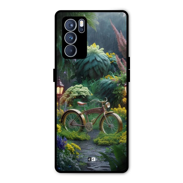 Vintage Cycle In Garden Metal Back Case for Oppo Reno6 Pro 5G