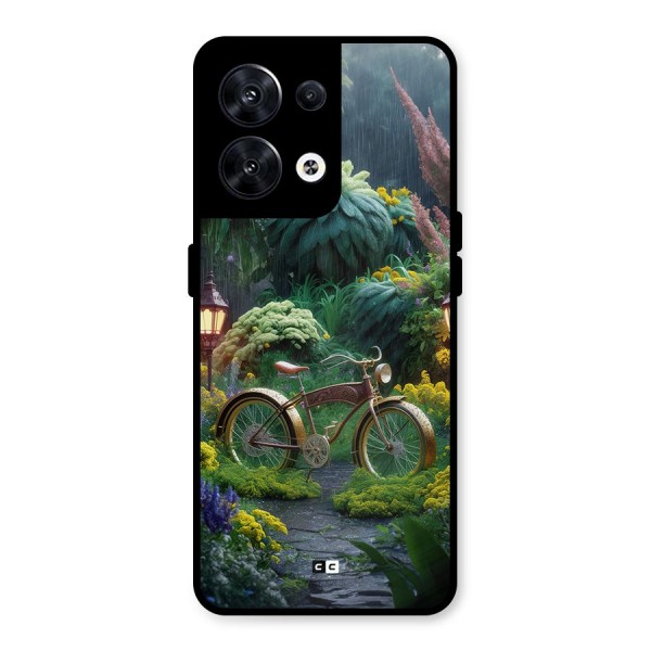 Vintage Cycle In Garden Metal Back Case for Oppo Reno8 5G