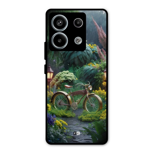 Vintage Cycle In Garden Metal Back Case for Redmi Note 13 Pro 5G