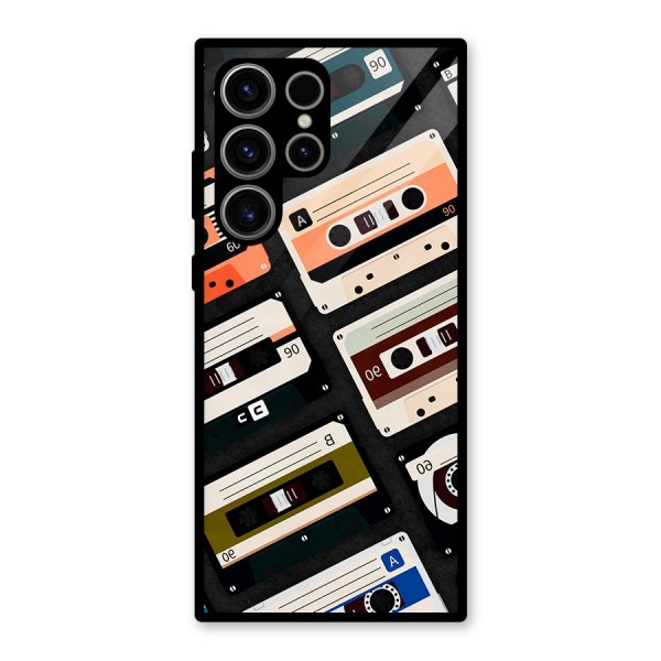Vintage Retro Cassettes Glass Back Case for Galaxy S23 Ultra