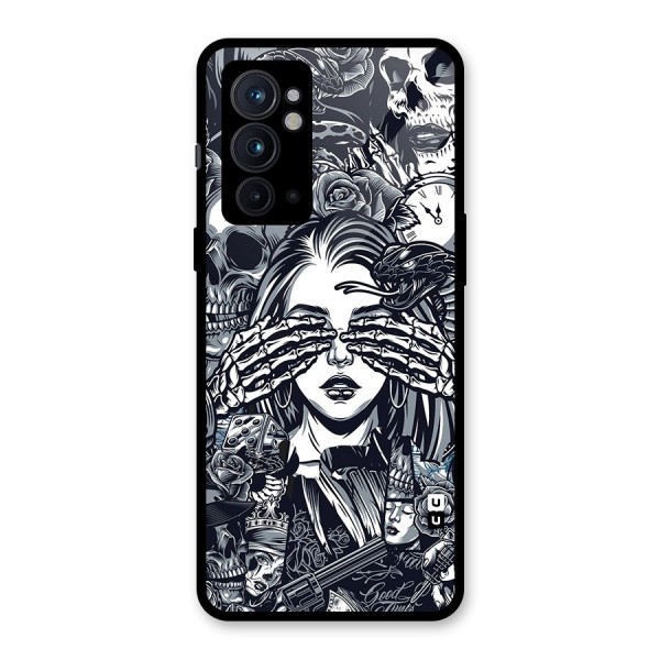 Vintage Skulls and Girl Style Glass Back Case for OnePlus 9RT 5G