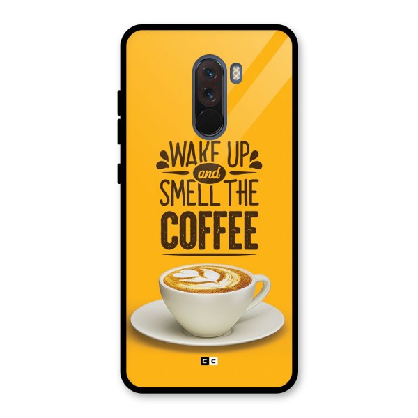 Wake Up Coffee Glass Back Case for Poco F1