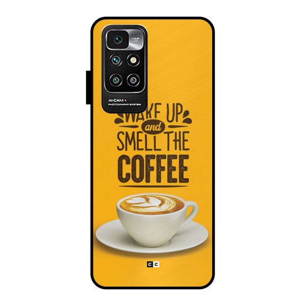 Wake Up Coffee Metal Back Case for Redmi 10 Prime