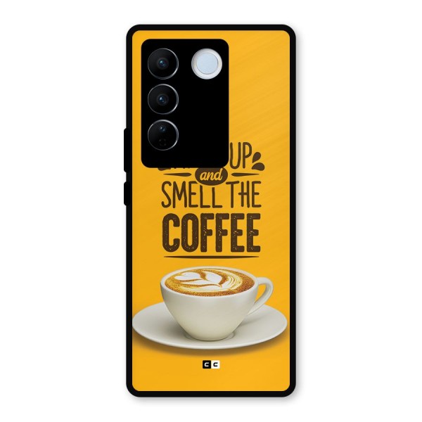 Wake Up Coffee Metal Back Case for Vivo V27 Pro