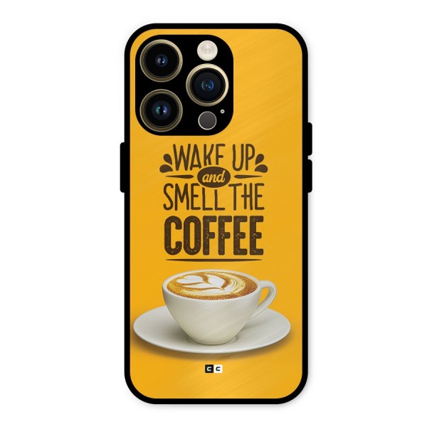 Wake Up Coffee Metal Back Case for iPhone 14 Pro