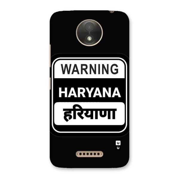 Warning Haryana Back Case for Moto C Plus