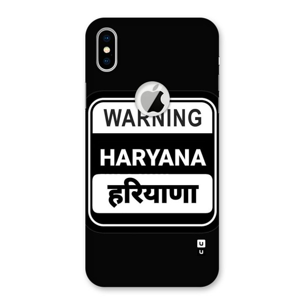 Warning Haryana Back Case for iPhone X Logo Cut