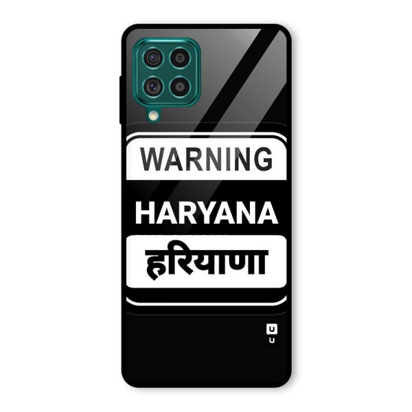 Warning Haryana Glass Back Case for Galaxy F62