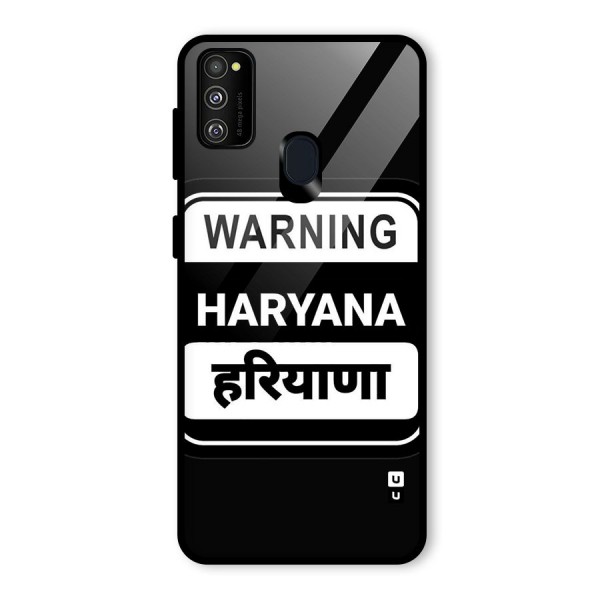 Warning Haryana Glass Back Case for Galaxy M21