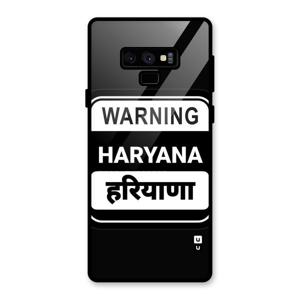 Warning Haryana Glass Back Case for Galaxy Note 9