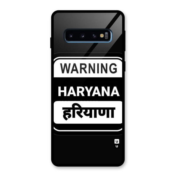 Warning Haryana Glass Back Case for Galaxy S10