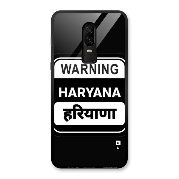 Warning Haryana Glass Back Case for OnePlus 6