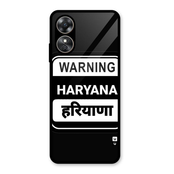 Warning Haryana Glass Back Case for Oppo A17