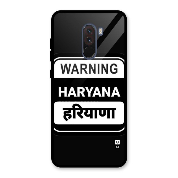 Warning Haryana Glass Back Case for Poco F1